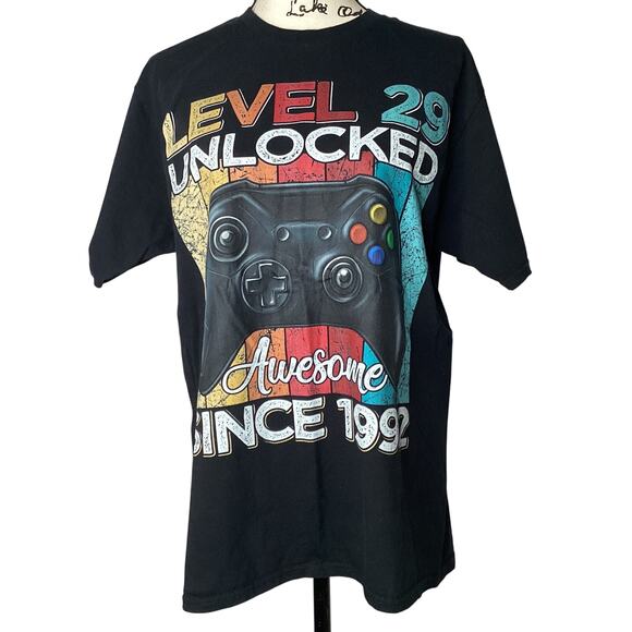 Level 29 Unlocked Tee Shirt Awesome Since 1992 Port & Company Size Large - Picture 2 of 10